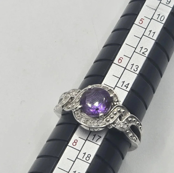Genuine Amethyst Ring, Sterling Silver Ring - Picture 5 of 5